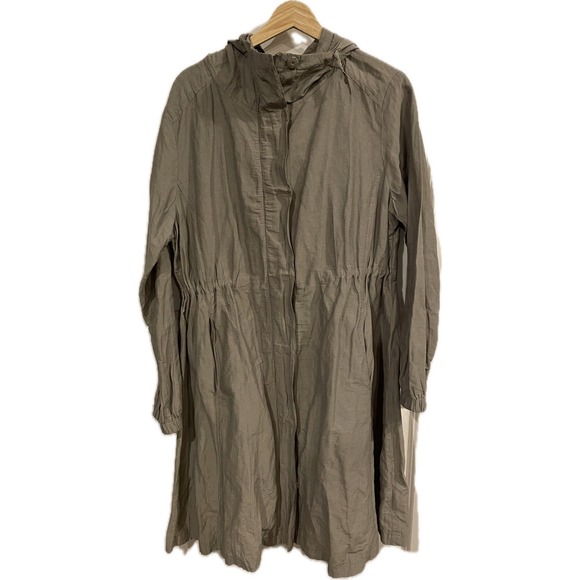 Eileen Fisher Jackets & Blazers - EILEEN FISHER Crinkle‎ Anorak Jacket Gray Medium Snap On Hood Cinched Waist
